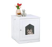 Relaxdays Armoire à Chat, Large entrée, Porte aimantée, Trous d’aération sur Face arrière, HLP : 52 x 48 x 53 cm, Blanc
