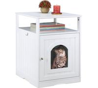 relaxdays Armoire à chats blanche avec étagère