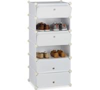 relaxdays Armoire à chaussures, 10021962_49 blanc 6 étagères 49,0 x 37,0 x 107,0 cm
