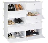 relaxdays Armoire à chaussures, 10021978_49 blanc 10 étagères 94,0 x 36,5 x 90,0 cm