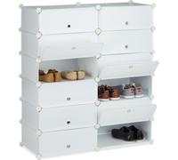 relaxdays Armoire à chaussures, 10021979_49 blanc 12 étagères 94,0 x 37,0 x 108,0 cm