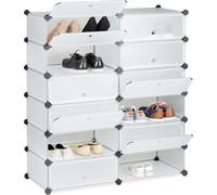 relaxdays Armoire à chaussures, 10021979_50 transparent 12 étagères 94,0 x 37,0 x 108,0 cm