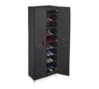 Relaxdays Armoire à Chaussures, 30 Paires, Portes magnétiques, système à emboîter, Tissu, HxLxP : 168x61x31,5 cm, Gris