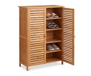 Relaxdays Armoire à Chaussures, Bambou, 5 Compartiments, 15 Paires, Naturel | H x l x P : 87,5 x 66 x 33 cm, meuble de salle de bains, meuble d'appoint