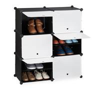 relaxdays Armoire à chaussures en noir et blanc 12 compartiments