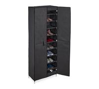 Relaxdays Armoire à Chaussures, 30 Paires, Portes magnétiques, système à emboîter, Tissu, HxLxP : 168x61x31,5 cm, Gris