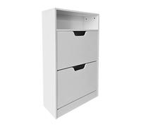 Relaxdays Armoire à Chaussures Moderne, étroite, 8 Paires, 102x60x24 cm, Blanc