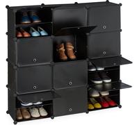 relaxdays Armoire à chaussures noire avec 24 compartiments