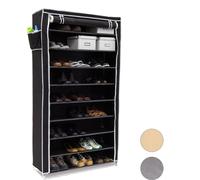 Relaxdays Meuble à chaussures VALENTIN Housse en tissu étagère armoire range-chaussures 10 Étages HxLxP 161 x 88 x 30 cm pour 45