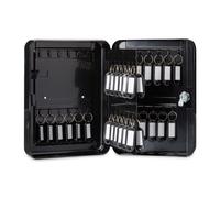 Relaxdays 10025073_46 Boîte à clés, Armoire à clef murale, métal, Rangement 48 crochets, garage sécurité 25x18x7,5 cm, noir, plastique, 25 x 18 x 7 cm