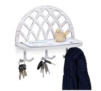 Relaxdays Armoire à clés, Planche à clés, Support et Crochet, Vintage, en Bois, Garde Robe Murale HlP 23x27x12cm,Blanc
