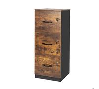 Relaxdays Armoire à dossiers suspendus, 3 tiroirs verrouillables, H x L x P : 103 x 40 x 40 cm, noir/marron