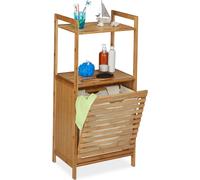 Relaxdays Meuble Panier à Linge, Armoire Salle de Bain en Bambou, Corbeille basculante, HLP 100 x 45,5 x 33,5 cm, Nature
