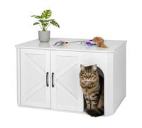 Relaxdays Armoire à litière pour Chat avec entrée et Tapis de litière caché - H x l x P : 50 x 85 x 49 cm - Blanc