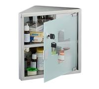 Relaxdays Armoire à Pharmacie, 2 Compartiments, mélange de matériaux, H x L x P : 30 x 30 x 17,5 cm, argentée