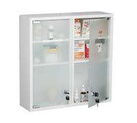 Relaxdays Armoire à Pharmacie, 2 Portes, verrouillable, 3 Compartiments, HxLxP : 53x52,5x15,5 cm, à Suspendre, Blanc