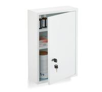 Relaxdays Armoire à Pharmacie, Murale, Acier, 3 Compartiments Pratiques, H x L x P : 45 x 30 x 12 cm, Blanche