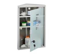 Relaxdays Armoire à Pharmacie, 3 Compartiments, mélange de matériaux, H x L x P : 45 x 30 x 17,5 cm, argentée