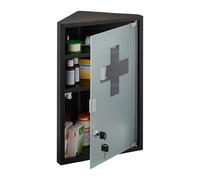 Relaxdays Armoire à Pharmacie, 3 Compartiments spacieux, mélange de matériaux, H x L x P : 45 x 30 x 17,5 cm, Noire