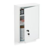 Relaxdays Armoire à Pharmacie, Murale, Acier, 3 Compartiments Pratiques, H x L x P : 45 x 30 x 12 cm, Blanche