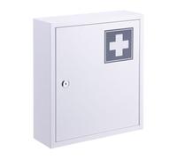 Relaxdays Armoire à pharmacie verrouillable, 3 compartiments, 36x31,5x10 cm, blanc/gris