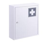 Relaxdays Armoire à Pharmacie verrouillable, 3 Compartiments, 36x31,5x10 cm, Blanc/Gris
