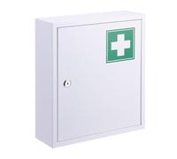 Relaxdays Armoire à Pharmacie verrouillable 3 Compartiments Blanc/Vert, HxLxP 36x31,5x10 cm
