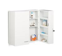 Relaxdays Armoire à pharmacie XXL en métal acier 2 portes fermables blanc 11 compartiments HxlxP: 53 x 53 x 20 cm, blanc