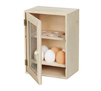 Relaxdays Armoire à œufs pour 12 œufs, style maison de campagne, à poser, en bois et métal, étagère à œufs, h x l x p : 25 x 18 x 12 cm, naturel, 1 pièce