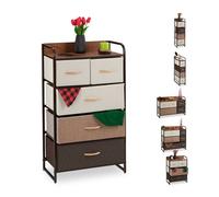 relaxdays Armoires avec tiroirs, 4 à 7 Compartiments, Support, Pliable, Chambre, Commode Nuit, 100 x 58 x 31,5 cm Brun, Acier, Polyester, MDF, B