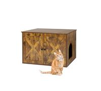 Relaxdays Armoire Cache-litière en Bois Brun foncé, cloison intérieure, entrée latérale, 50 x 80 x 53 cm