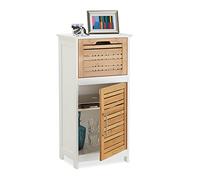 Relaxdays Armoire Commode Salle de Bain Meuble Rangement tiroir, Bambou, Blanc, 30 x 40 x 83 cm