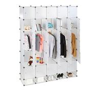 Relaxdays Penderie armoire cubes étagère rangement 25 casiers plastique modulable DIY Hxl 234x180 cm, transparent