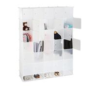 Relaxdays Penderie armoire cubes étagère rangement 25 casiers plastique modulable DIY bibliothèque Hxl 234x180 cm, blanc