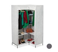 Relaxdays Armoire de Coin, 8 étages, 2 tringles, système d’emboîtage, Portes, 169x100x83cm, Armoire en Tissu,Blanc