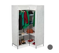 Relaxdays Armoire de Coin, 8 étages, 2 tringles, système d’emboîtage, Portes, 169x100x83cm, Armoire en Tissu,Blanc