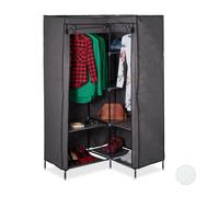 Relaxdays Armoire de coin en tissu 8 étages 2 tringles système d’emboîtage 169x100x83 cm Anthracite