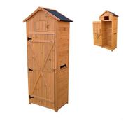 Relaxdays Armoire de Jardin en Bois, Toit bitumé, 3 étagères, Table Rabattable, 180,5 x 75 x 50 cm, Orange