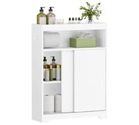 Relaxdays Meuble d'angle, 4 Compartiments, Porte-Rouleau, Crochets, Blanc