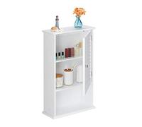 relaxdays Armoire de Salle de Bain, 3 Compartiments, Portes en lamelles, HlP 70 x 42 x 16,5 cm, Peu encombrante, Blanc