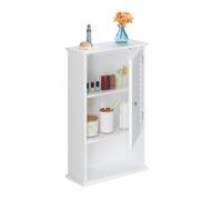 Relaxdays Armoire de salle de bain, 3 compartiments, portes en lamelles, HlP 70 x 42 x 16,5 cm, peu encombrante, blanc