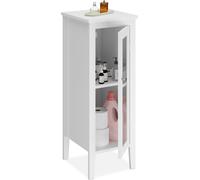 Relaxdays Meuble de Salle de Bain, HxLxP: 81 x 30 x 33 cm, Colonne Toilette étroite, 2 étagères, avec Porte, MDF, Blanc
