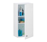 Relaxdays Armoire de salle de bain en bois blanc à suspendre 2 étages meuble de rangement mural lamelles MDF HxlxP: 60 x 30 x 20,5 cm, blanc