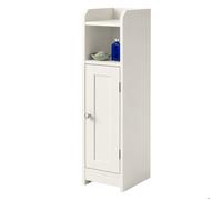 Relaxdays Armoire de salle de bain étroite, 5 compartiments, 80×18×20 cm, fermeture magnétique, style champêtre, blanc