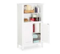 Relaxdays Armoire de salle de bain sur pied LAMELL