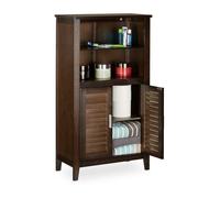 Relaxdays Armoire de salle de bain sur pied LAMELL en bambou marron foncé meuble de rangement cuisine HxlxP: 92 x 50 x 25,5 cm