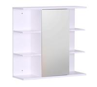 Armoire de Toilette Relaxdays, 6 étagères, 2 Compartiments, H x L x P : 64 x 62 x 21 cm, Meuble Mural, Bleu-Gris