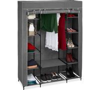 Penderie en tissu avec tringle à vêtements et 12 étagères, h x l x p 175 x 135 x 45 cm, armoire, anthracite