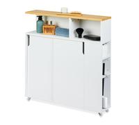Relaxdays Armoire étroite blanc avec roulettes