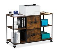 Relaxdays Armoire Mobile, 2 tiroirs et 4 étagères, dossiers Suspendus, Industriel, 67 x 100 x 40 cm, Bureau, Marron/Noir